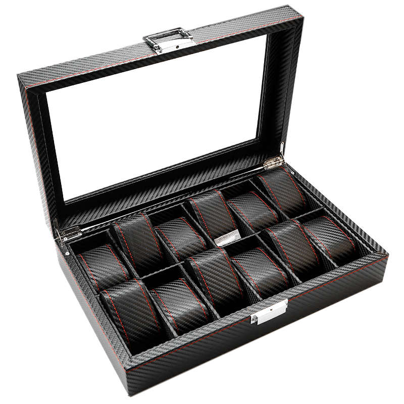 Jack Brown Luxury 12-Slot Leather Watch Display Box - Black (READ DESCRIPTION)