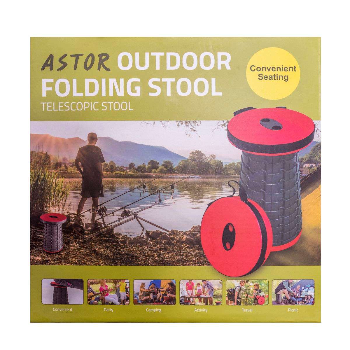 Astor Outdoor Portable Telescopic Folding Stool