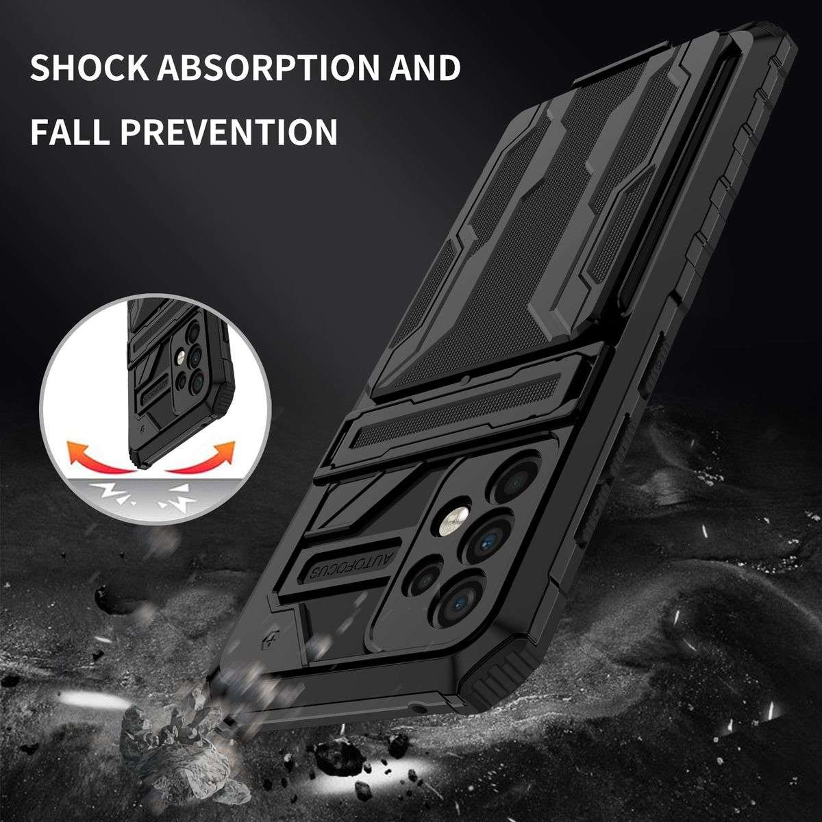 Sliding Hidden Wallet Kickstand Shockproof Heavy Duty Protective Case For Samsung A52