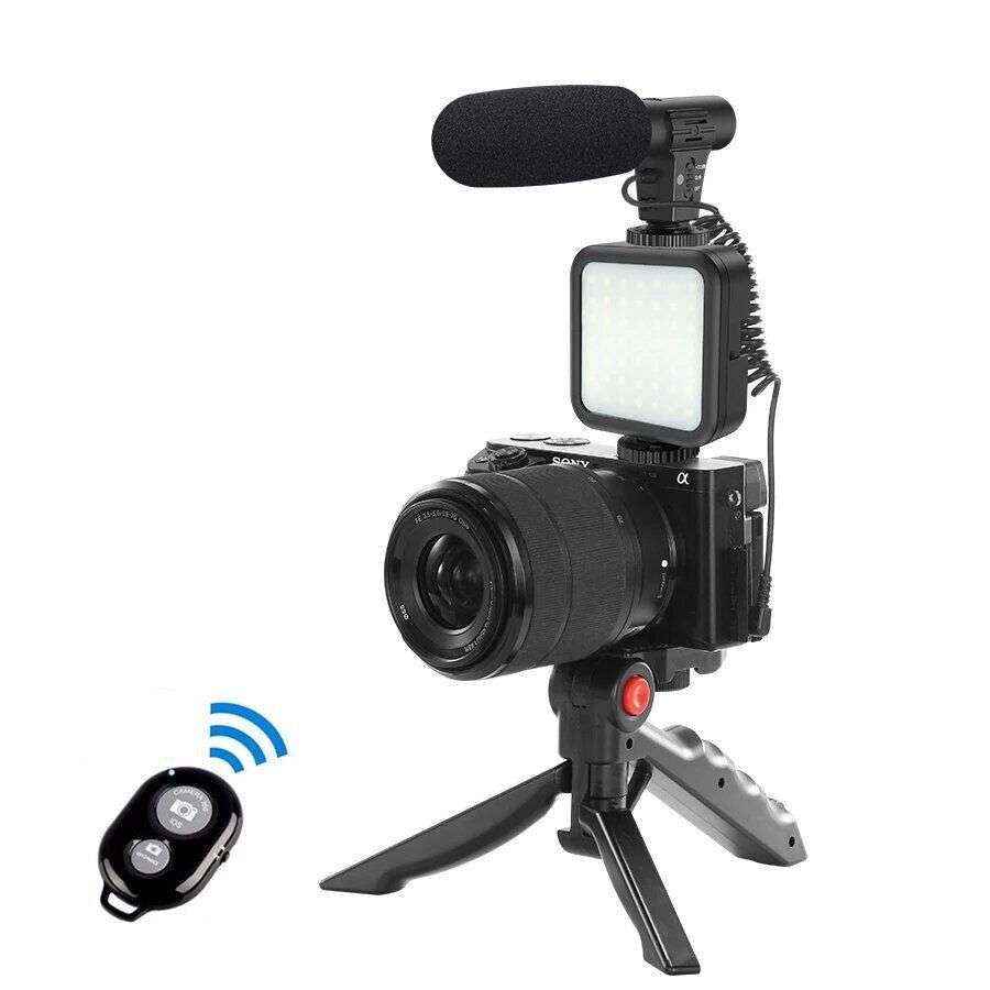 Vlogging Kit with Tripod LED Video Light & Phone Holder plus Microphone & Remote [TIKTOK YOUTUBE]