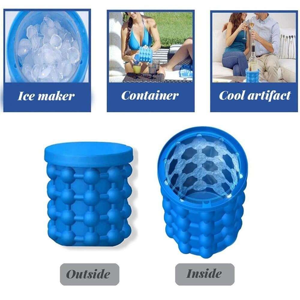 2-in-1 Ice Cube Maker and Ice Bucket Genie