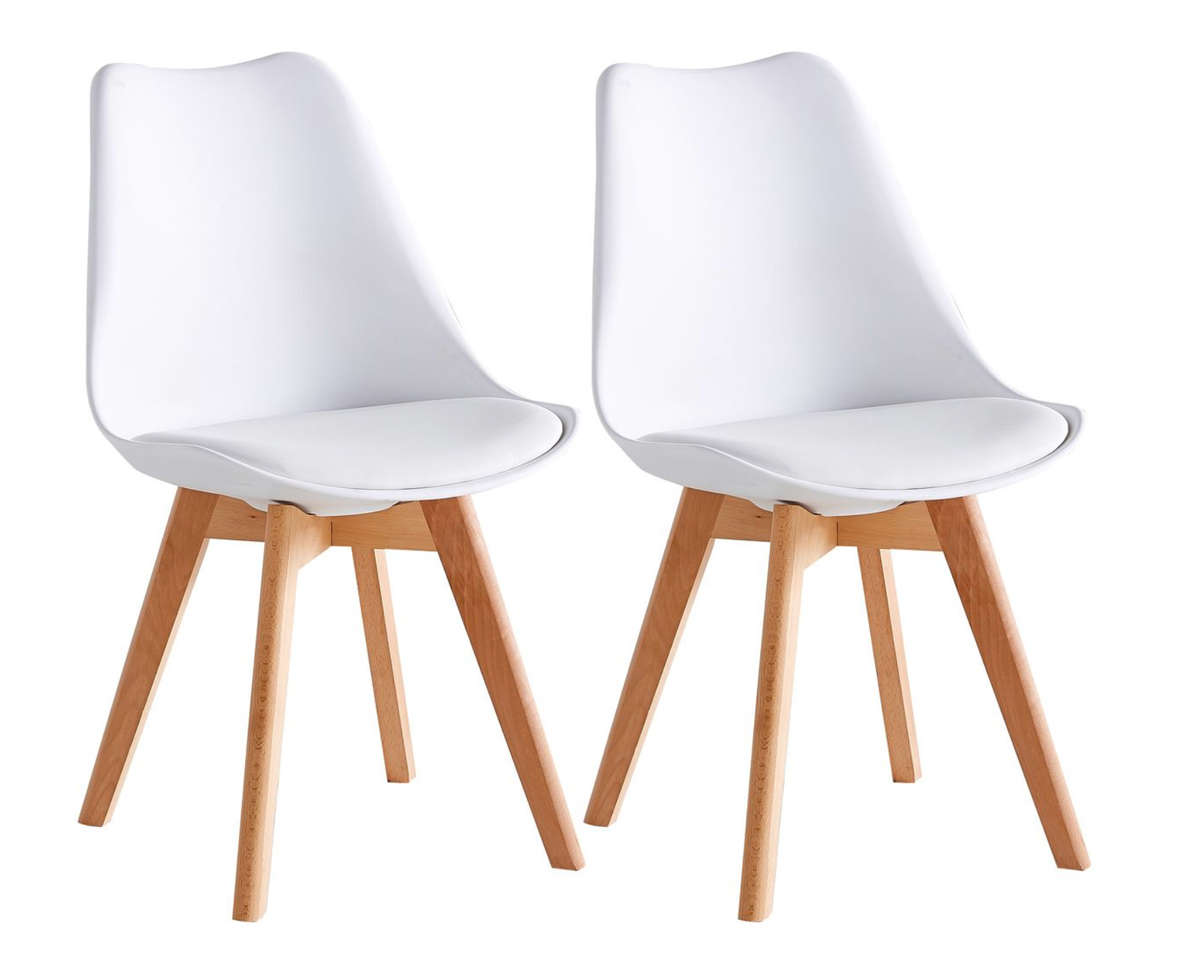 Modern Scandinavian Dining Chair - White- 2 Pack