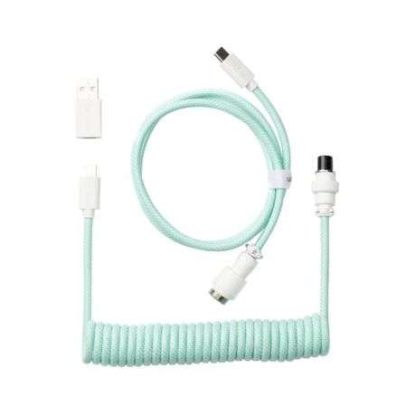 Keychron - Coiled Aviator Cable - Mint/Straight - Keychron - Coiled Aviator Cable - Mint/Straight