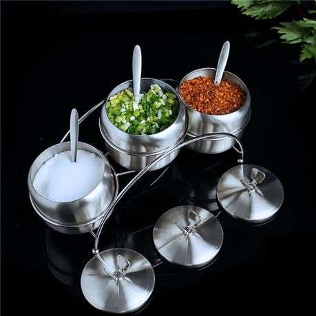 3 Jar Seasoning Condiment Spice Jar and Spoon Set