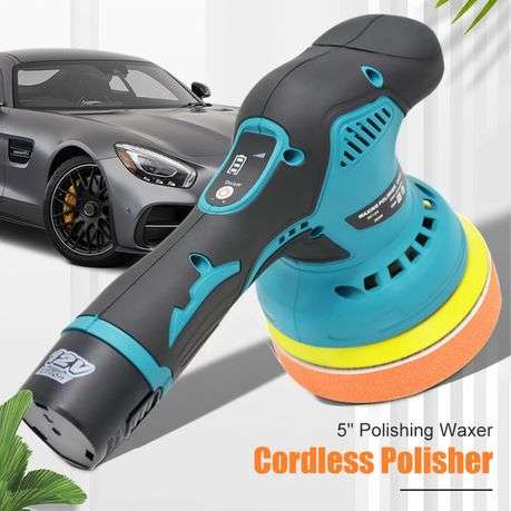 8 Speed Cordless Wax Buff & Polish Machine With 1 Battery, 4 Pads