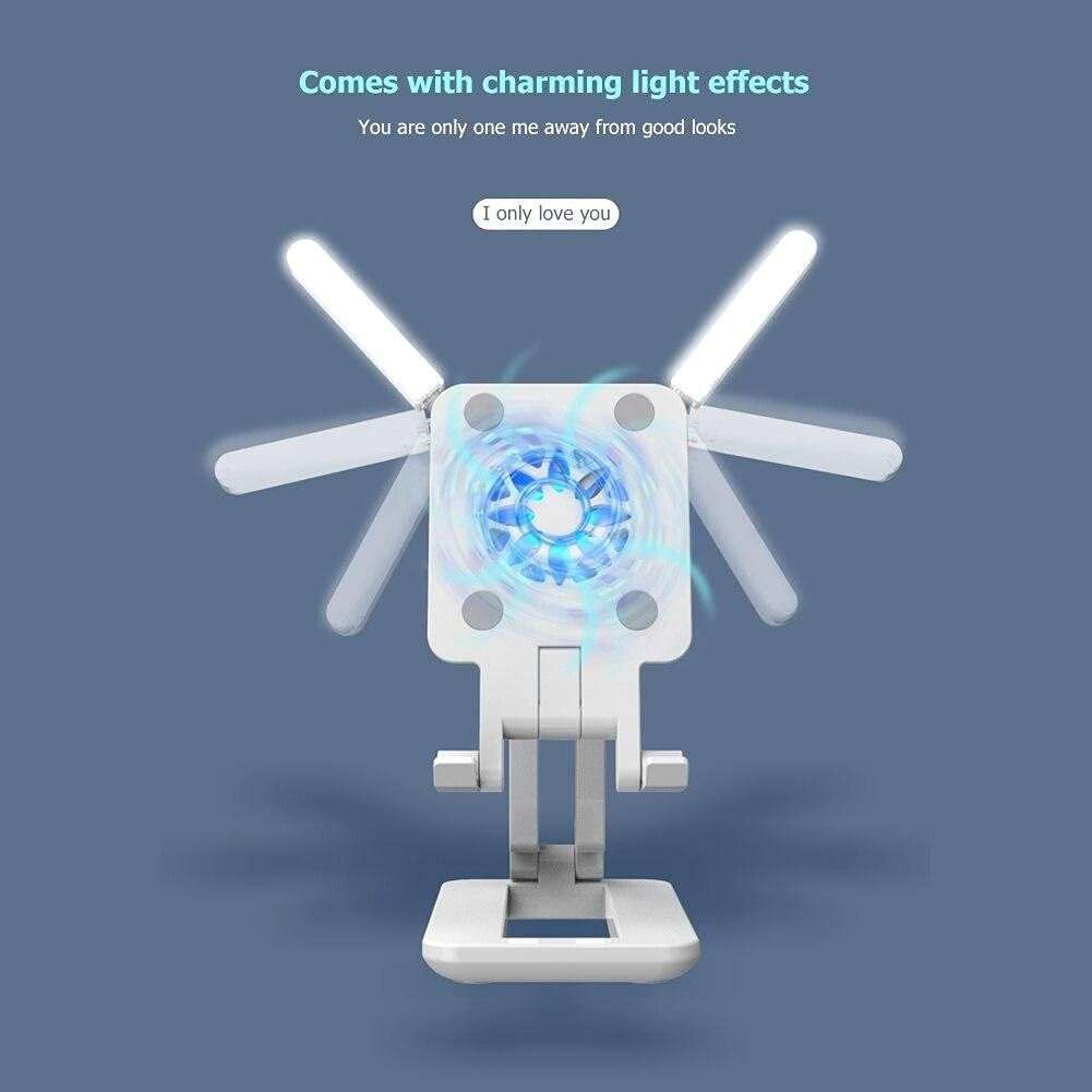 Folding Mobile Phone Cooling Bracket Holder with 2 x Hand lights - Multiple Colors