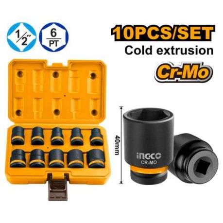 Ingco - Impact Socket Set (1/2") (10Piece) in Plastic Carry Case - Ingco - Impact Socket Set (1/2...