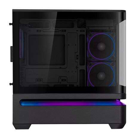 Asus - Prime AP202 ARGB Curved Tempered Glass Micro-ATX Chassis  Black - Asus - Prime AP202 AR...