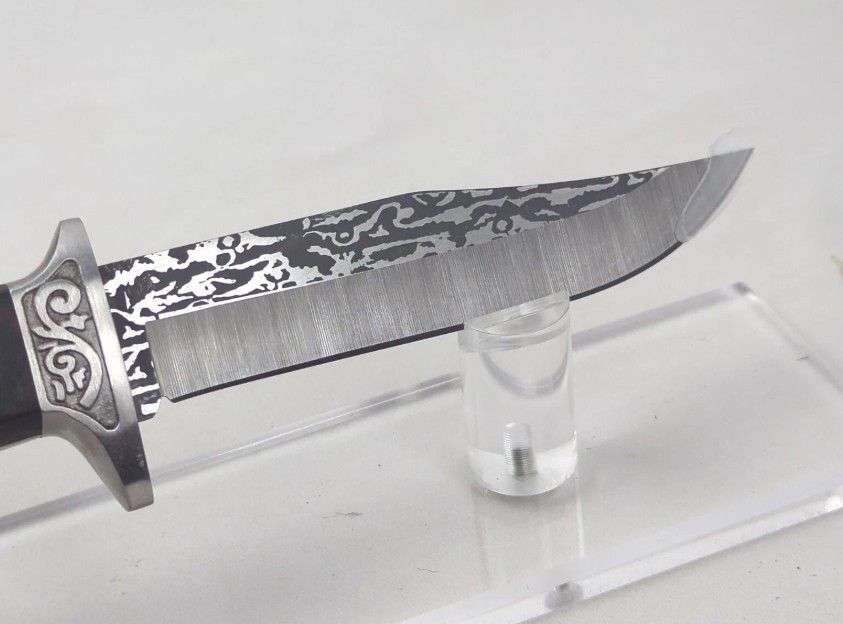 Simulated Damascus Blade Knife With Leather Sheath AC1206