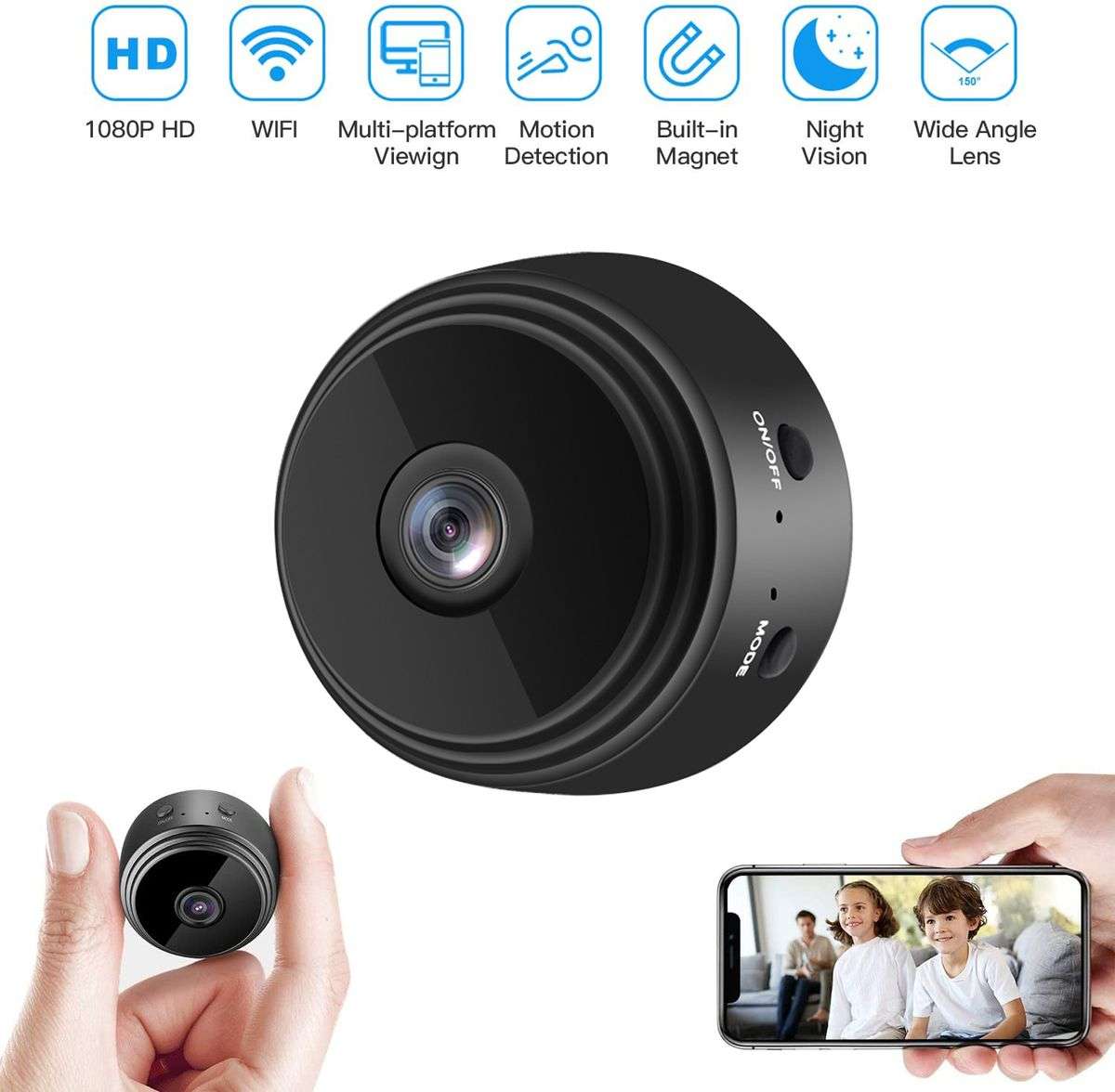 Mini Spy Camera WiFi Wireless Hidden Video, 1080P HD Night Vision
