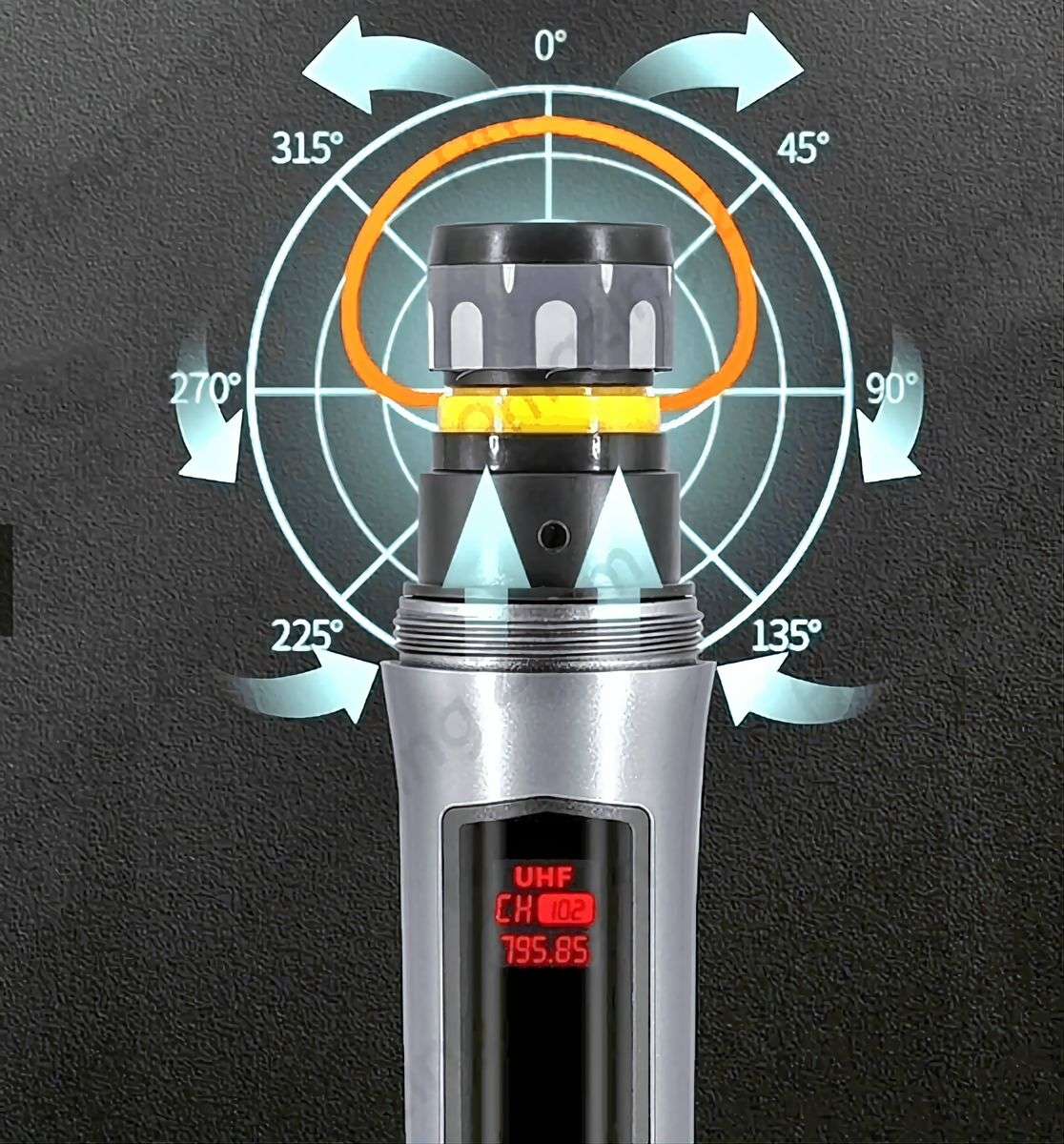 2Pc Wireless Handheld Microphone Set With Rechargeable Receiver & Batteries