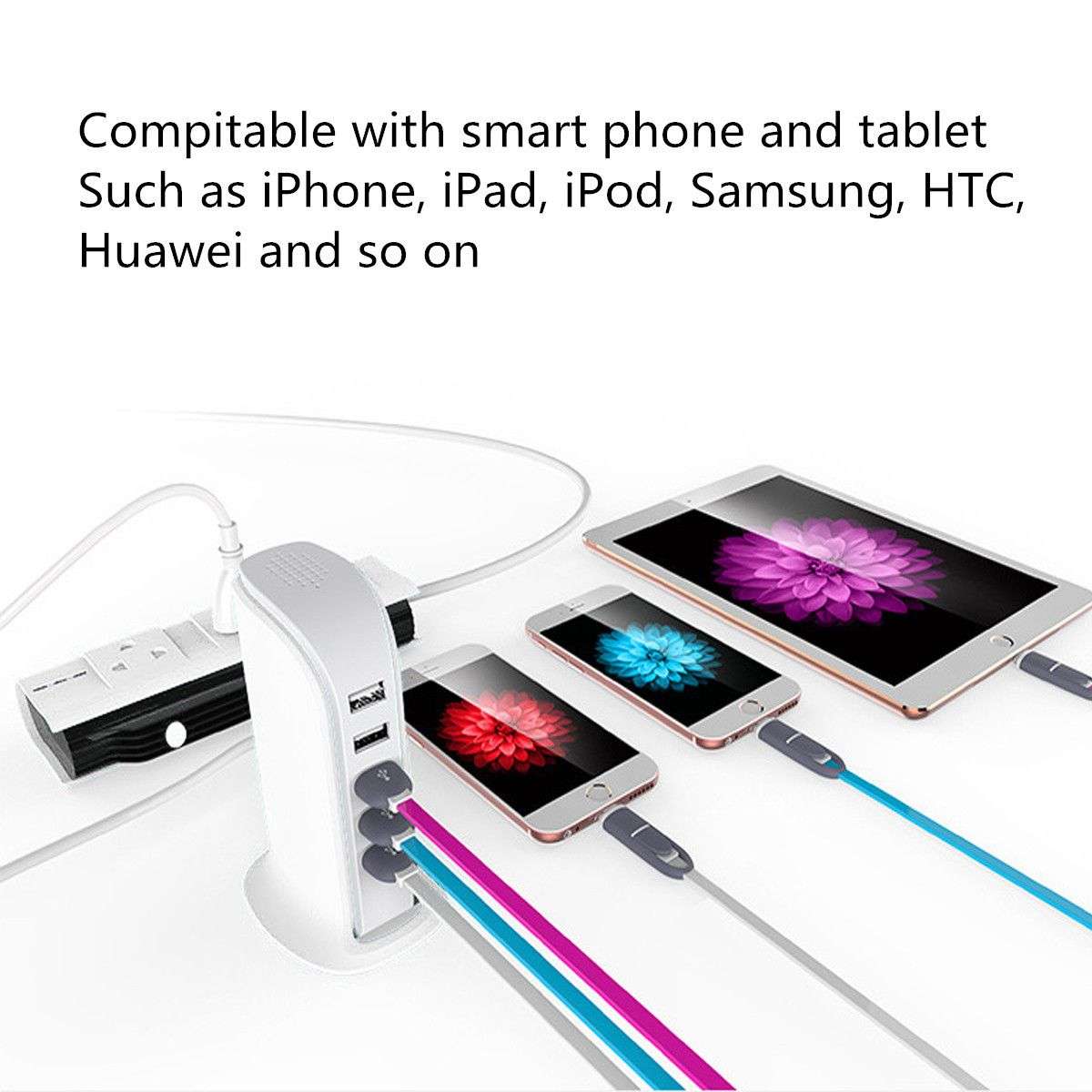 20W 5 USB Power Adapter Charger Socket Charging Dock for Smartphones Tablets