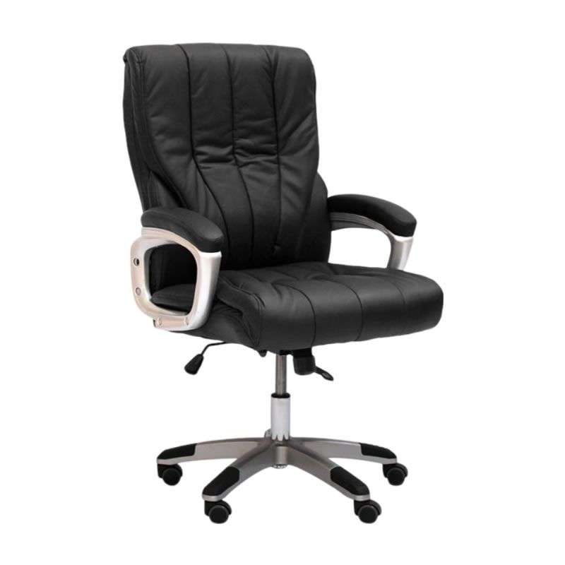 Medium-Back Executive PU Leather Adjustable Height Office Chair -Black or White