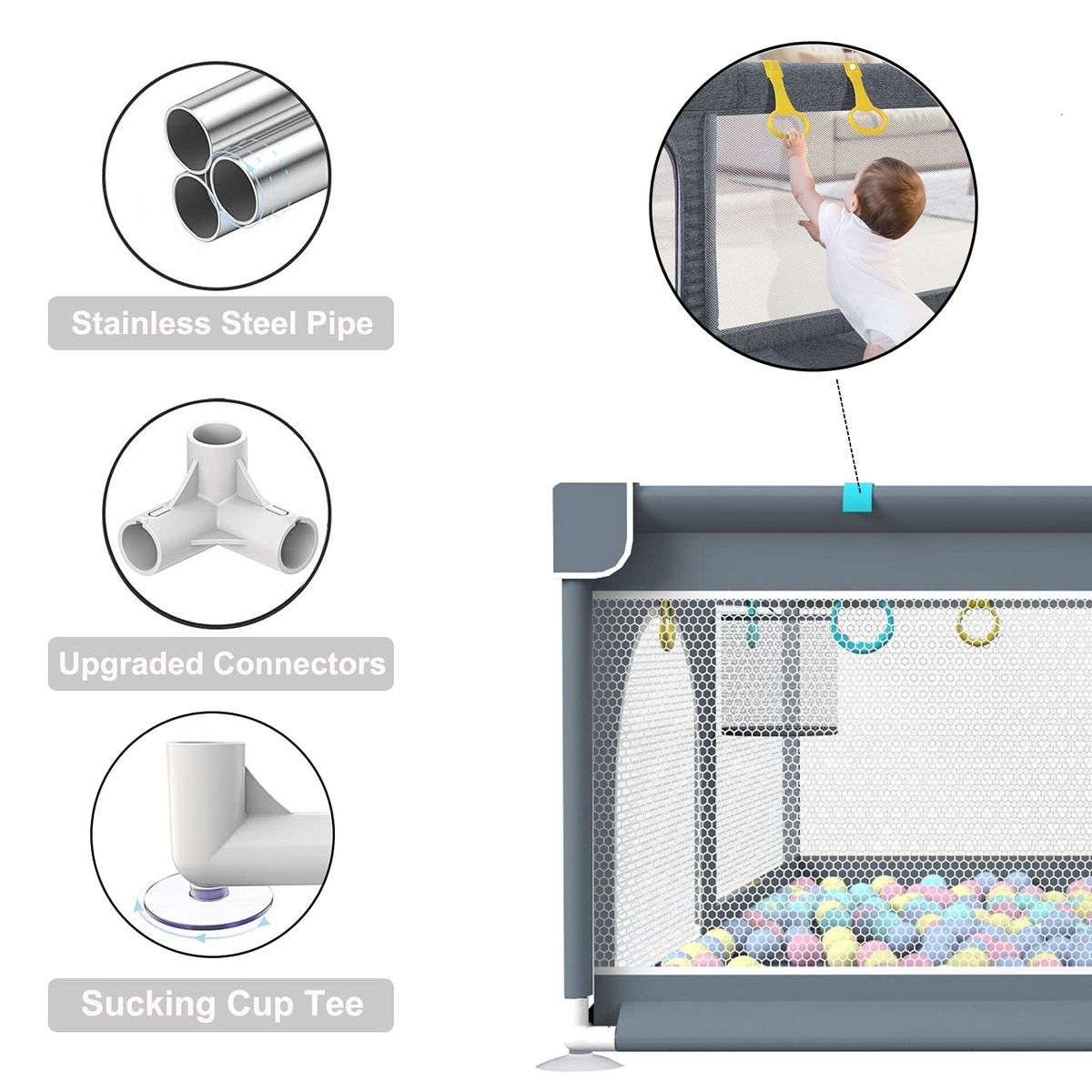 Baby Playpen Activity Center Set-grey