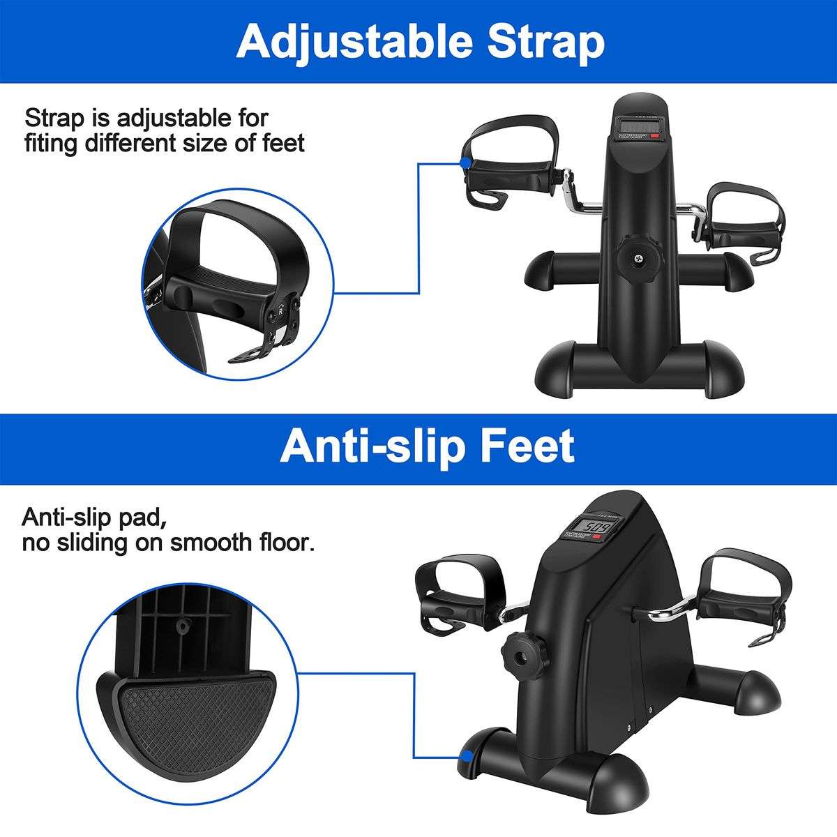 Mini fitness bike pedal small fitness equipment with LCD display