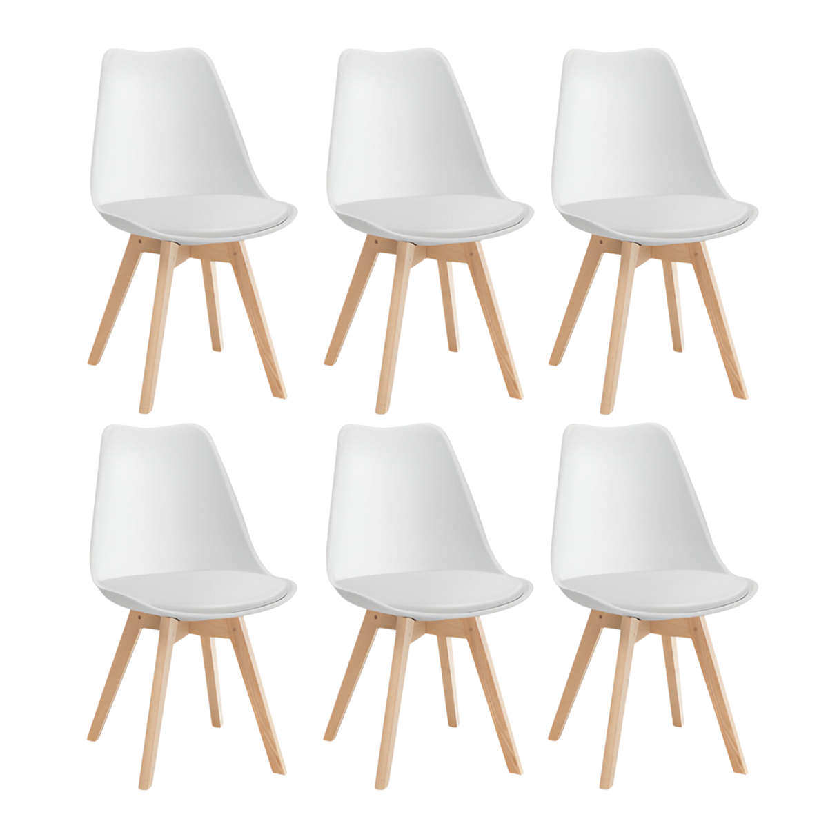 Set Of 6 Multi-Function Modern Plastic Dining Chair with Wooden Legs