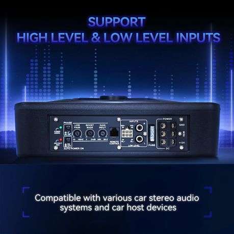 Underseat Car Subwoofer with Integrated Amplifier and Deep Bass