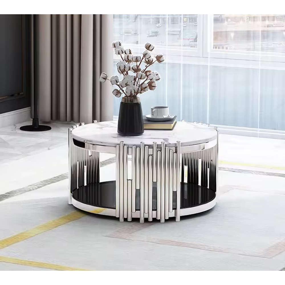 Ornate Carving Patterns Round Coffee Table