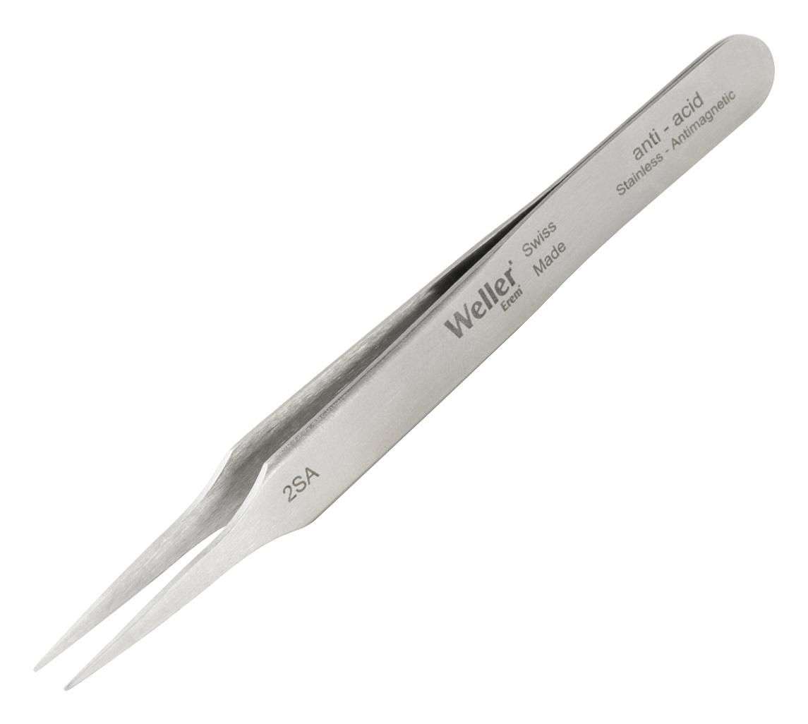 Weller Erem (2SA) Tweezer, Precision, Straight, Pointed, Stainless Steel