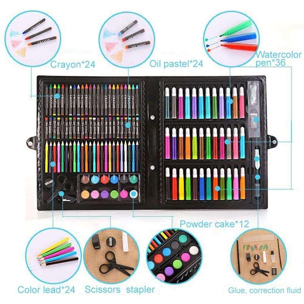 150 Piece Kids Art Set Crayon Oil Pastel Painting Drawing Case Kit