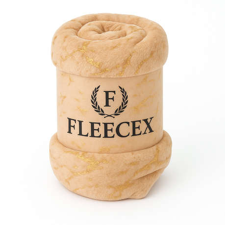 FLEECEX Metallic Plush Fleece Warm Winter Lightweight Blanket & Throw -150 x 200 cm - Peach