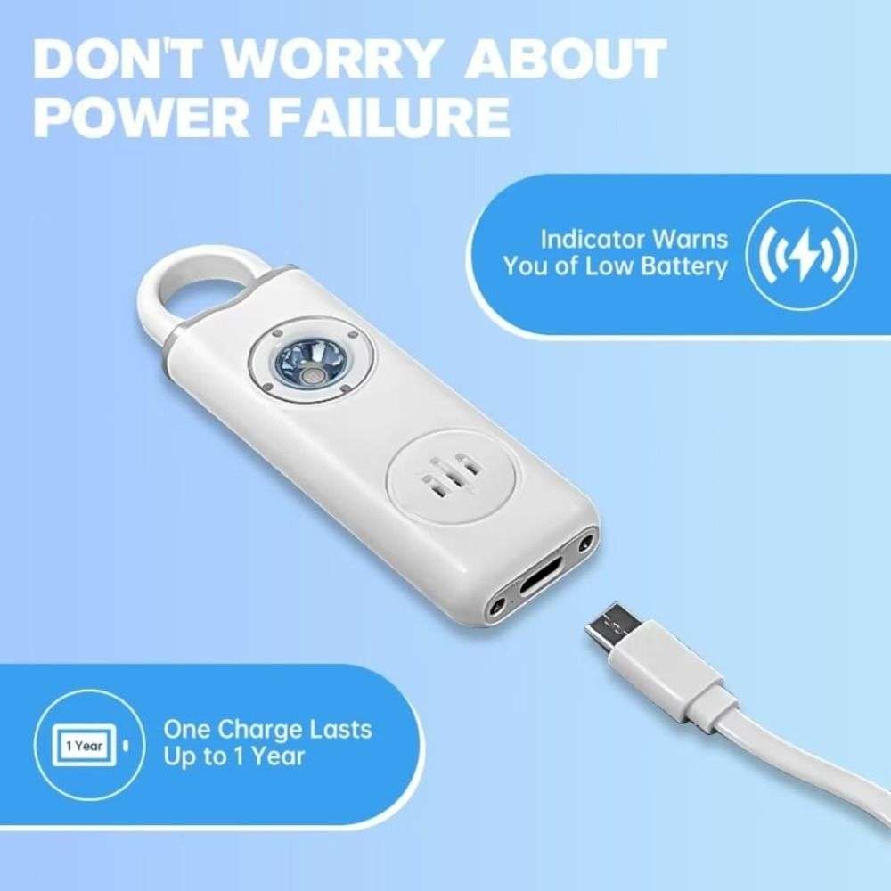 Personal Alarm & Strobe Light keyring White