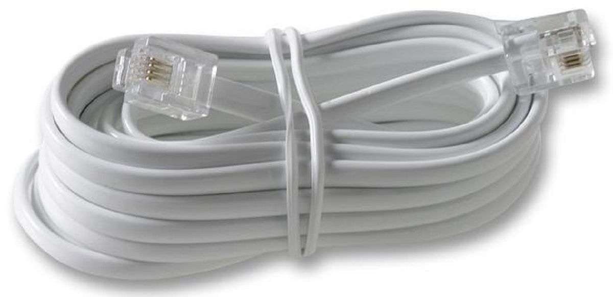 Pro Signal PSG90594 Telephone Modular Cable, RJ11 Plug to RJ11 Plug, White