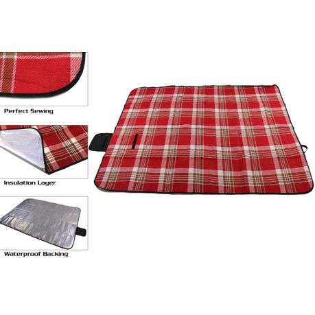 200x150cm Picnic Blanket & Camping Mat with Waterproof Under & Carry Strap