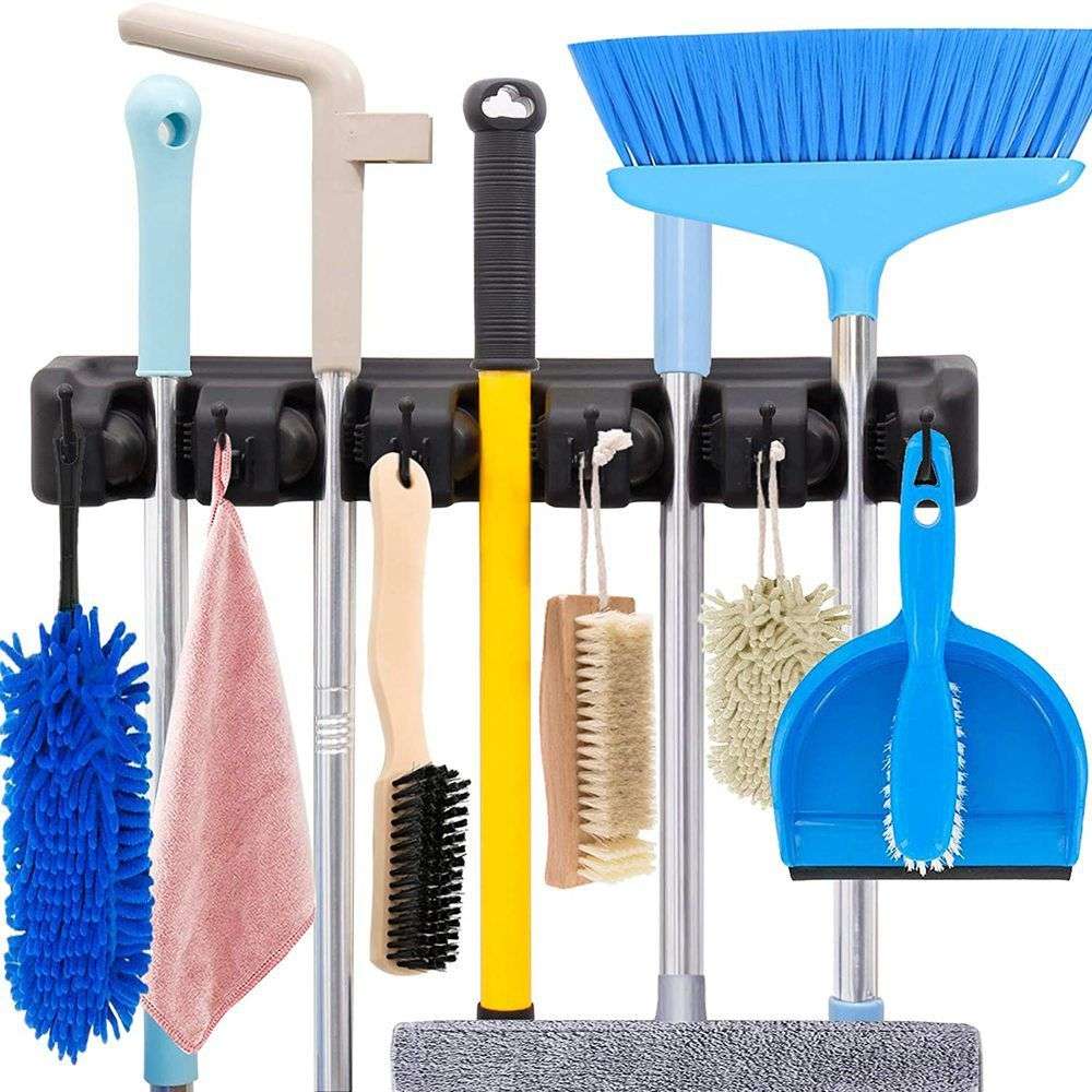 Mop and Broom Holder - Black(SECOND HAND)