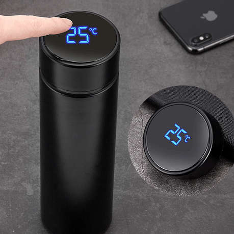 500ML Vacuum Flask With Temperature Display - Black