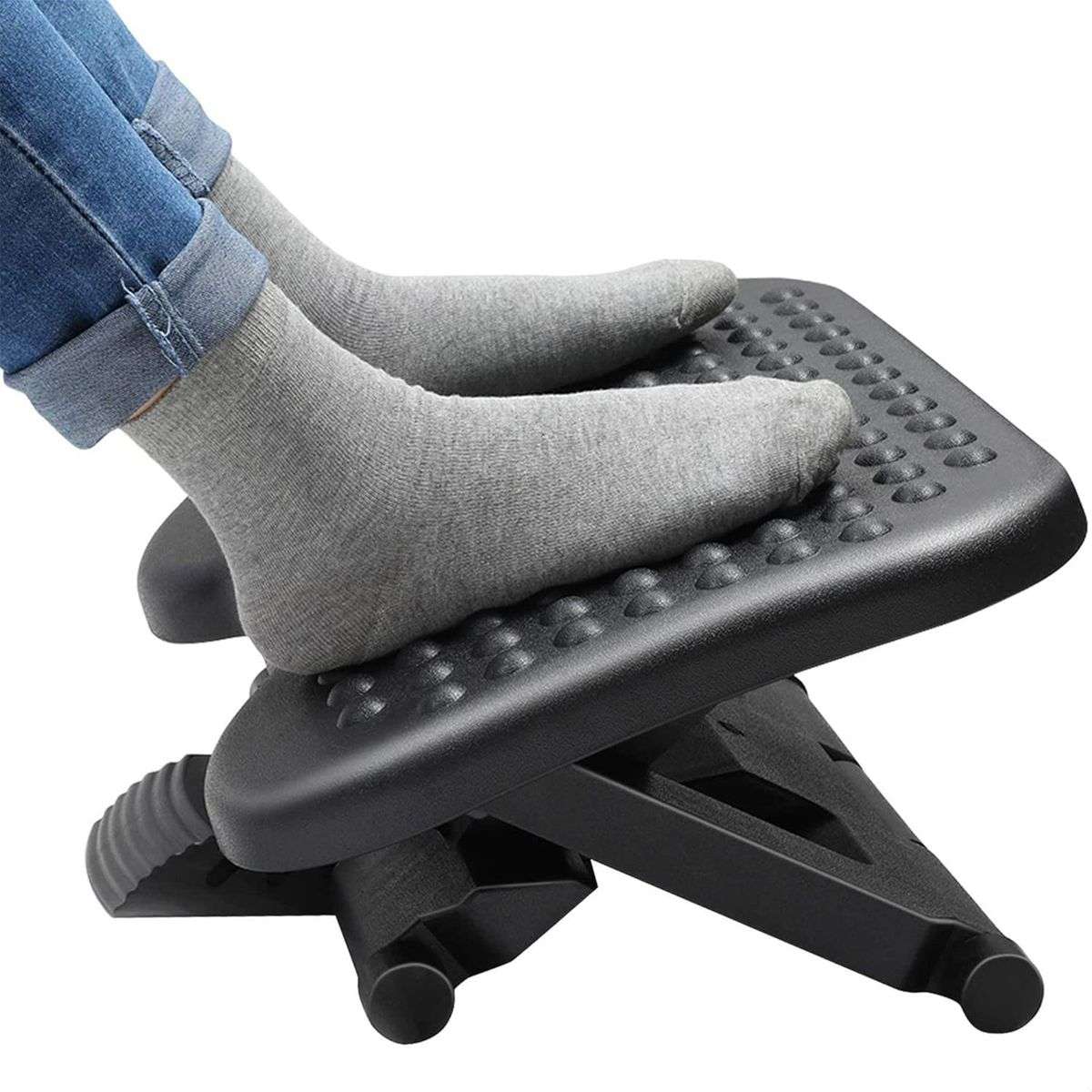 Adjustable Office Under Desk Footrest Black, X-shaped Structure
