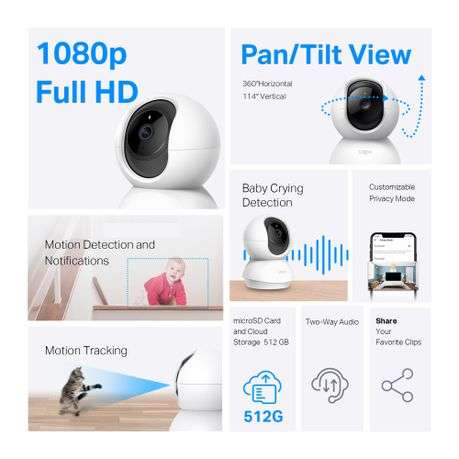Tp-Link - Tapo C200 Pan/Tilt Home Security Wi-Fi Camera - Tp-Link - Tapo C200 Pan/Tilt Home Secur...