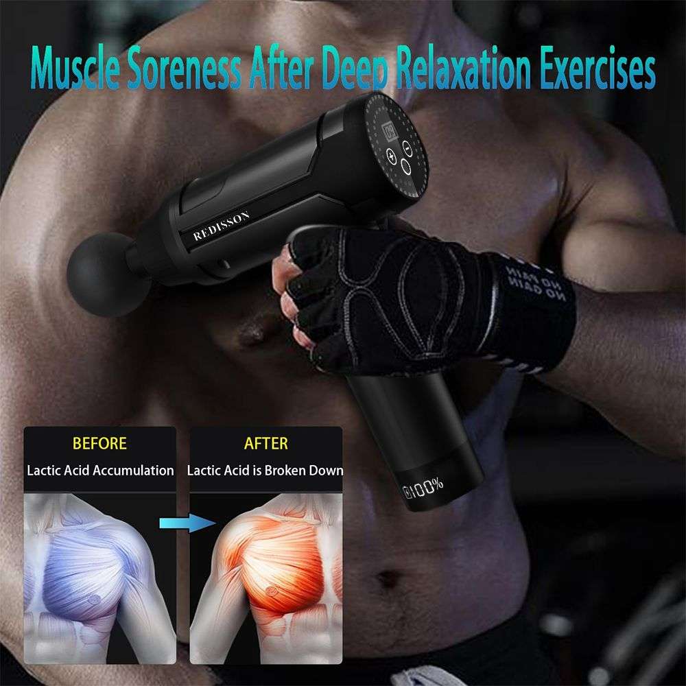 Massage Gun - Deep Tissue Percussion Handheld Body Back Muscle Massager - Black