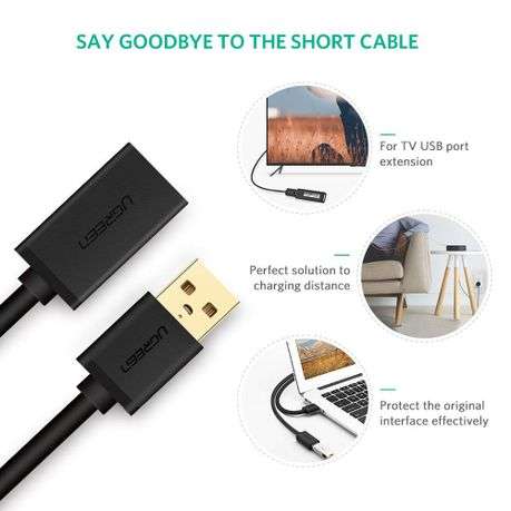 Ugreen - USB 3.0 Extension Cable  Male to Female, 5Gbps Data Transfer  2m - Ugreen - USB 3....