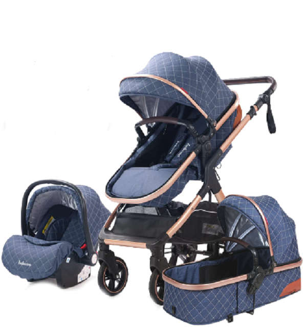 v9 Baby Stroller 3 in 1 Infant Pram for Newborn Pushchair-Blue