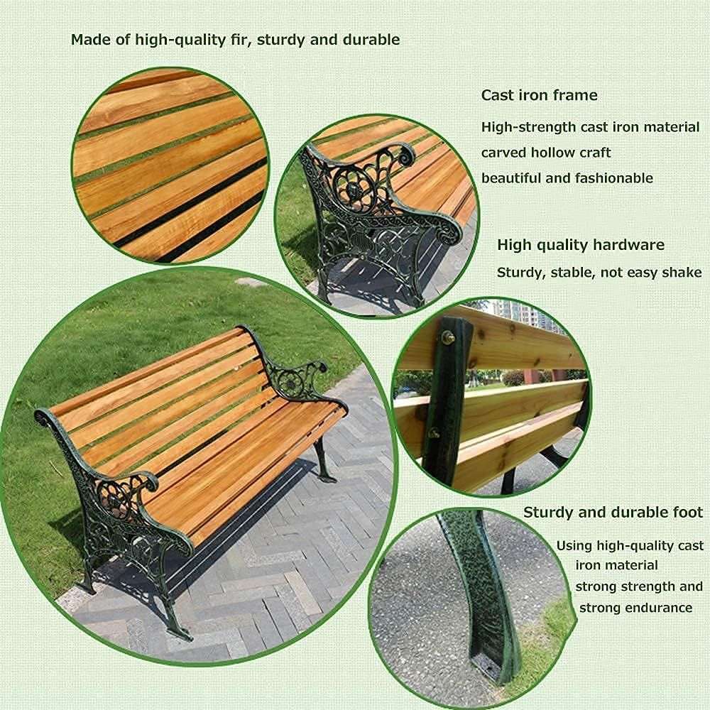 Modern Outdoor Bench with Cast Iron Finishes