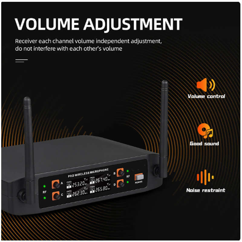 4 Channel Professional Handheld Dynamic UHF Wireless Vocal Microphone Set