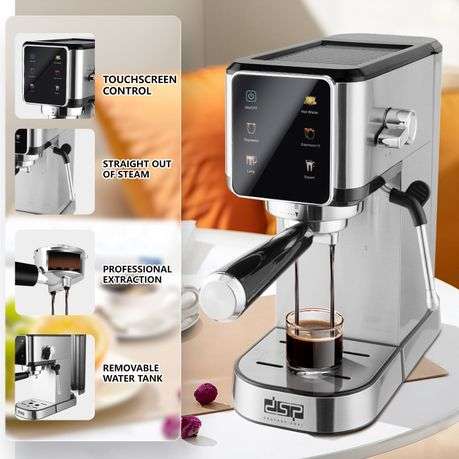 20 Bar Espresso Coffee Machine with Steam Wand & Dual Shot Function