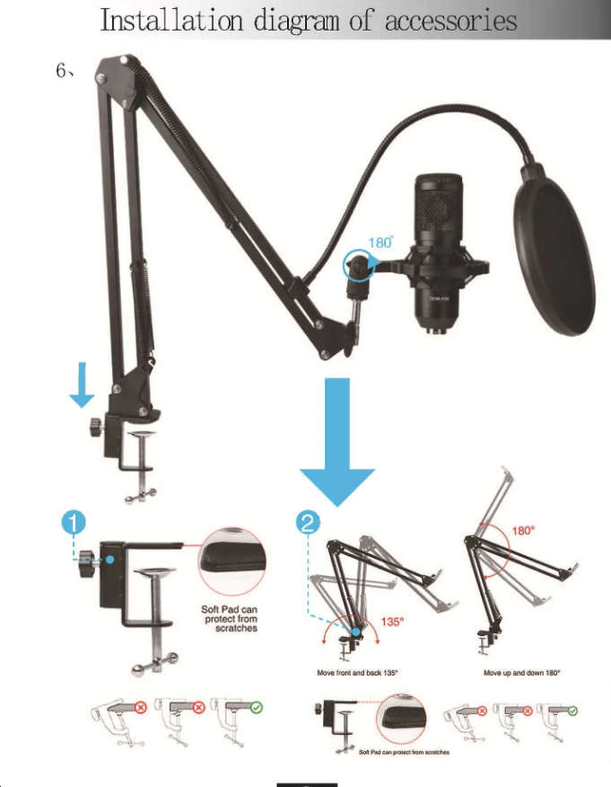 Andowl Q-SK8 Podcast Studio Condenser Microphone With Sound Card Set