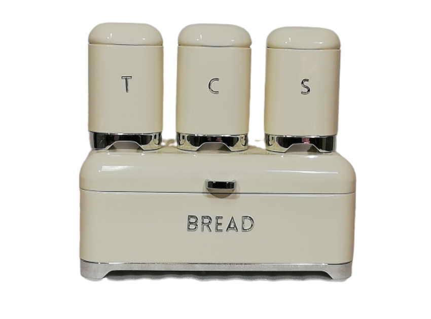 Deluxe Edition Breadbin with 3Pcs Canister Set - Cream