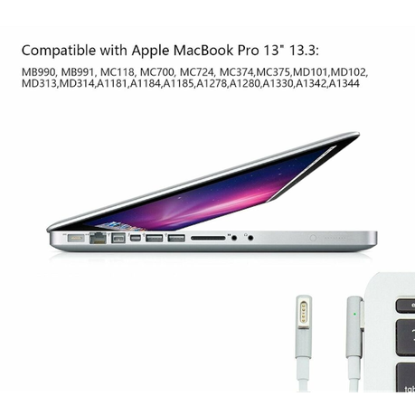 60W MagSafe Power Adapter Charger for MacBook L shape - White