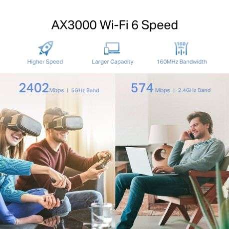 Tp-Link - RE705X AX3000 Mesh Wi-Fi 6 Extender - Tp-Link - RE705X AX3000 Mesh Wi-Fi 6 Extender