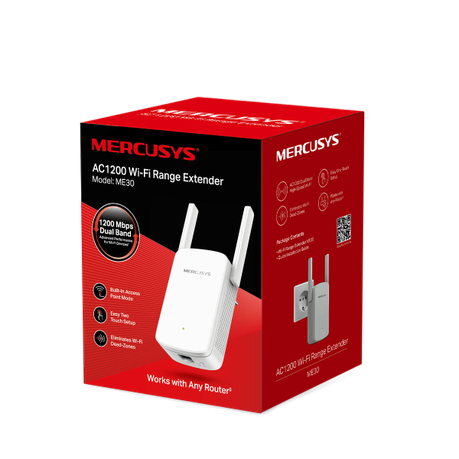 Mercusys - ME30 AC1200 Wi-Fi Range Extender with Dual Band and Fast Ethernet - Mercusys - ME30 AC...