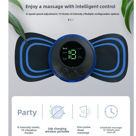 Portable EMS Pulse Massage Pad for Neck & Shoulder - Smart Electric Massager