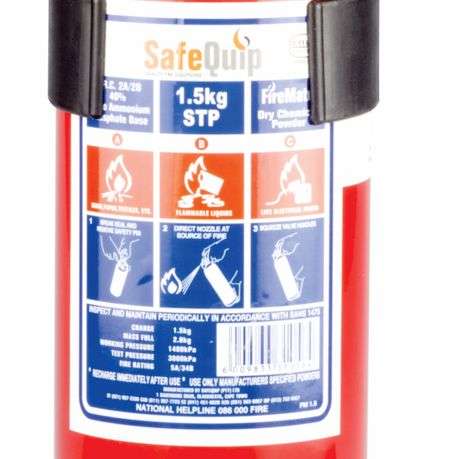 Safequip - 1.5kg Dcp Fire Extinguisher With Bracket - Red - Safequip - 1.5kg Dcp Fire Extinguishe...
