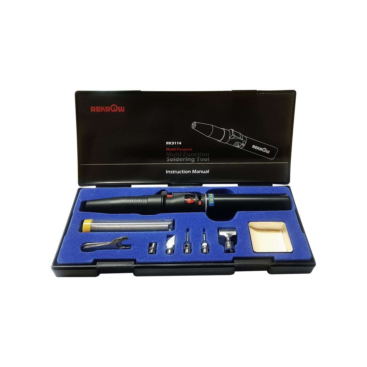 Rekrow RK3114 Gas Soldering Iron and Torch Kit - 3 in 1 - 9pce/box