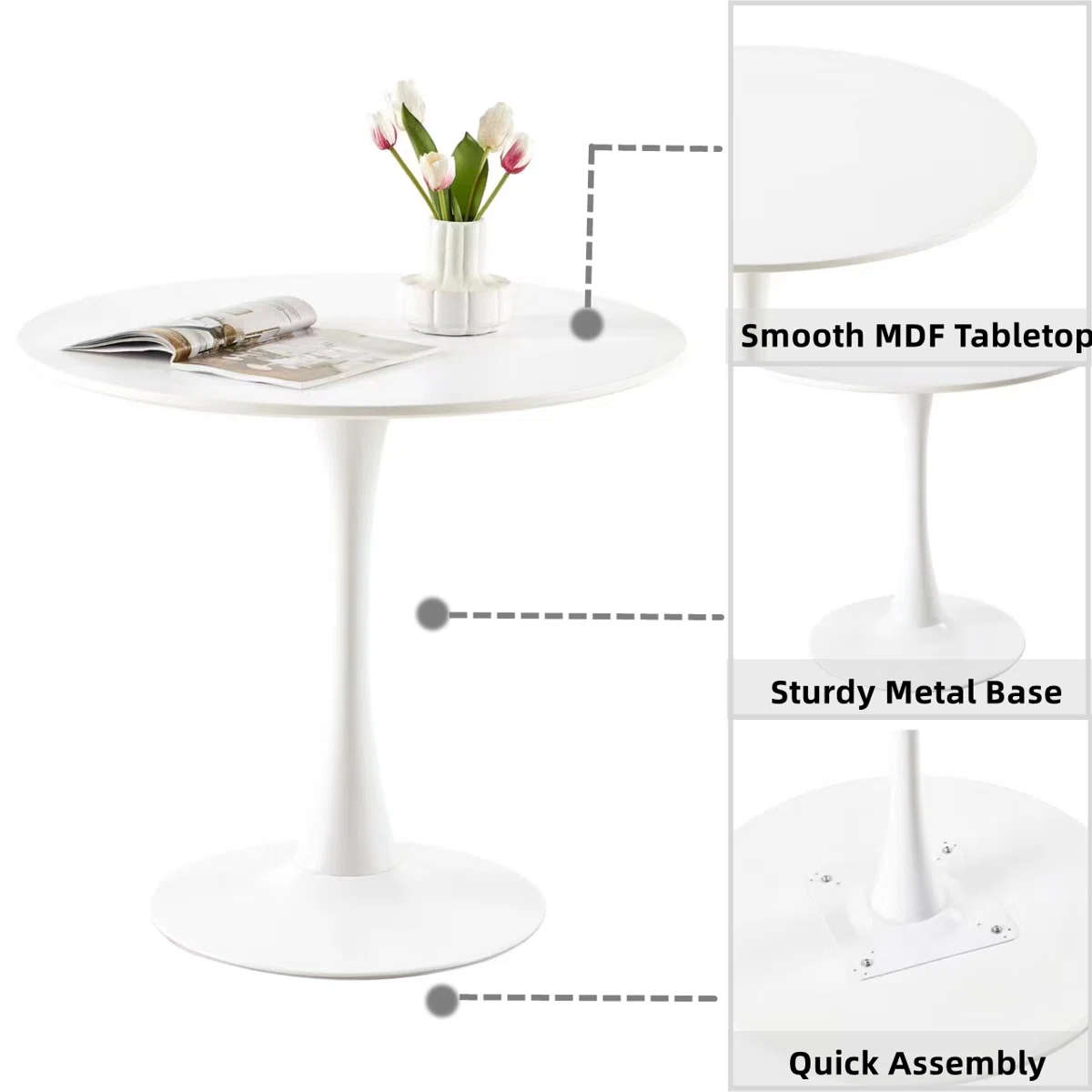 Contemporary Dining Set (Round Table + 4 Chairs)