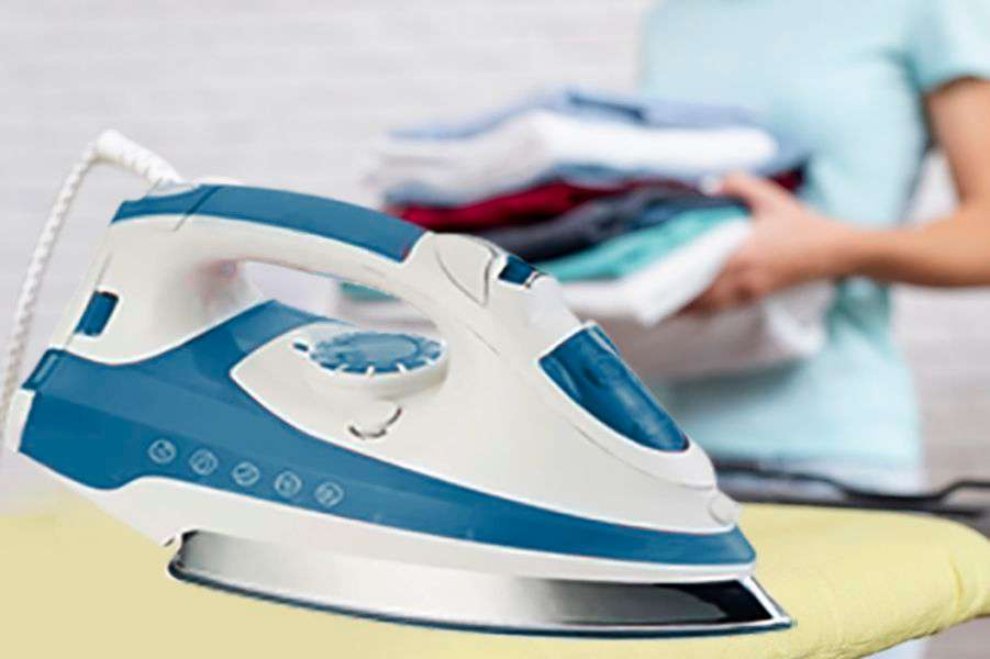 2000W Steam Iron - Vertical, Self Cleaning & Teflon Soleplate - Blue/White