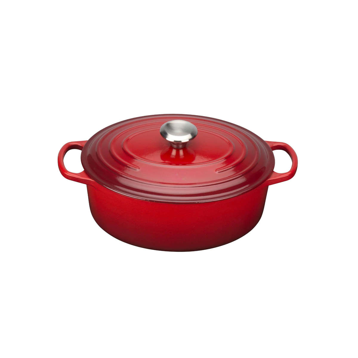 26cm Multi-Functional Round Cast Iron Casserole Pot With Lid - Red