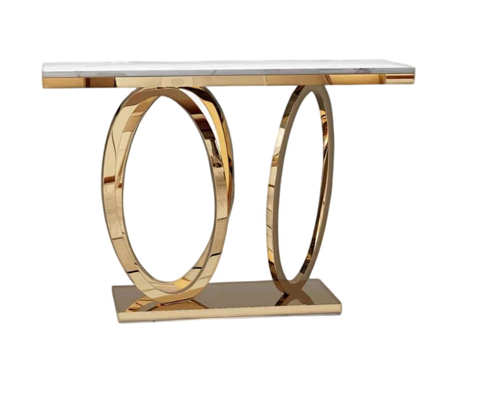 Elegant Marble Top Console Server Table with Oval Bottom